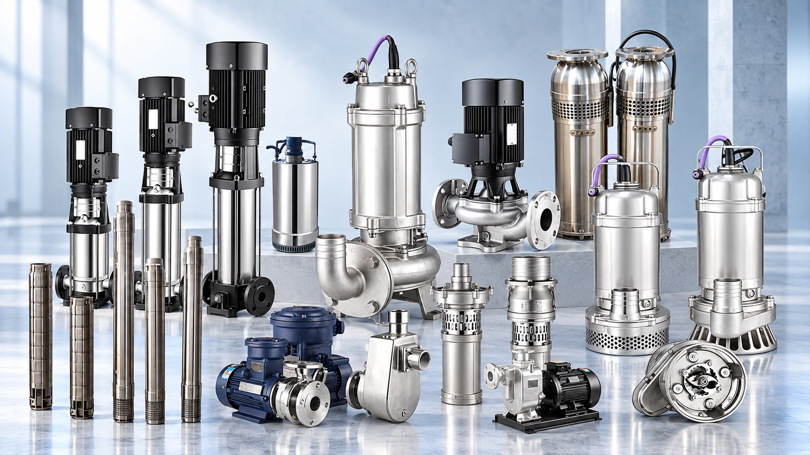 Stainless steel sewage and water pump product range